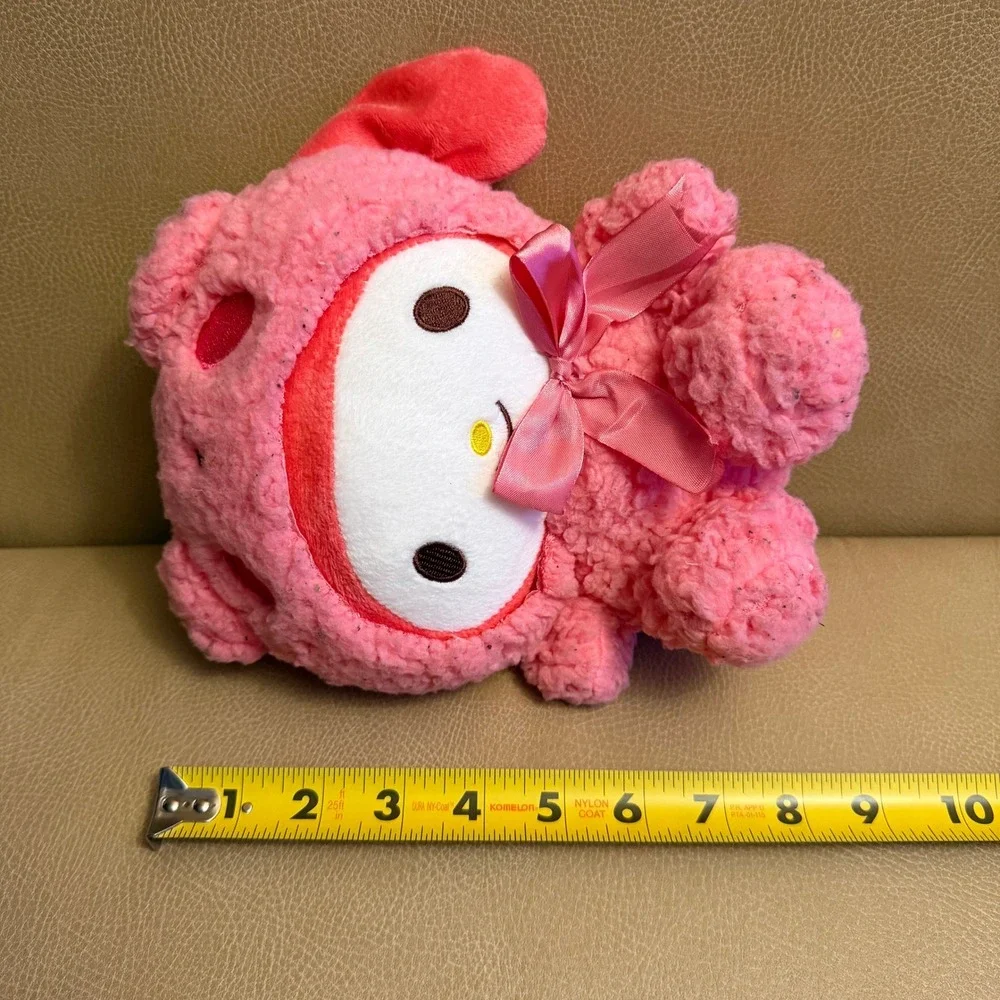 Sanrio My Melody Pink Bear Costume Sherpa Plush 7 Inch Satin Bow - Picture 2 of 10